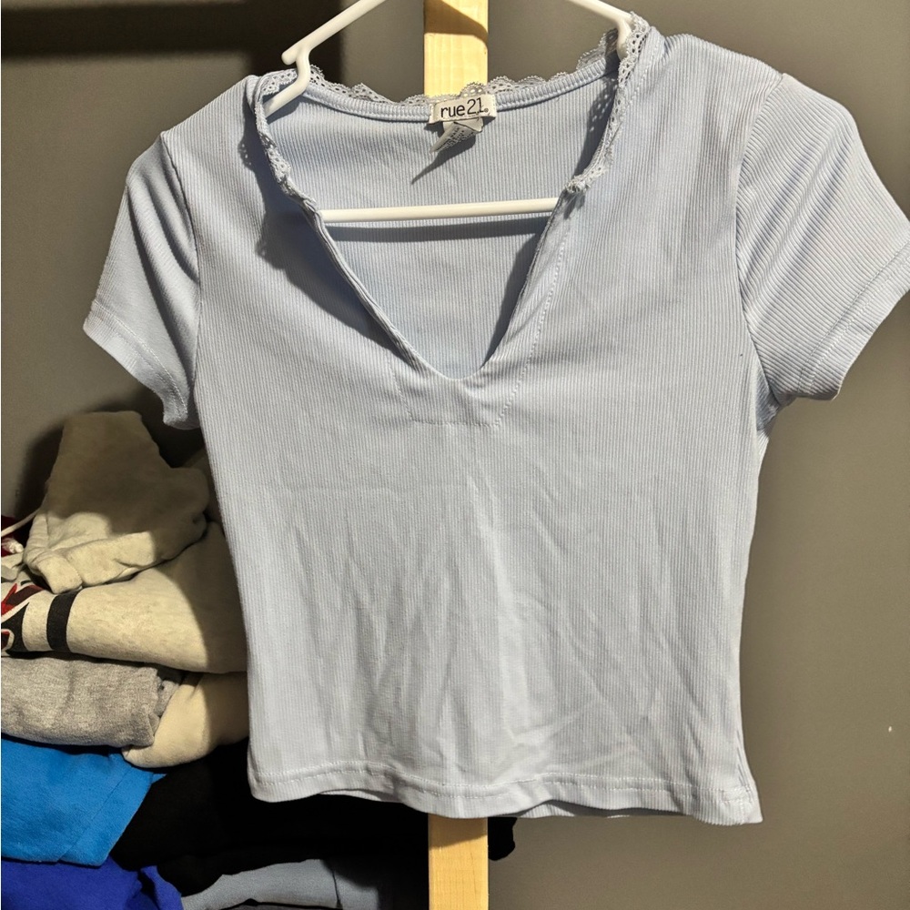 Rue21 Juniors Light Blue Vneck crop Top